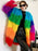 Manteau en patchwork de peluche contrastant, Manteau d'hiver en laine d'agneau