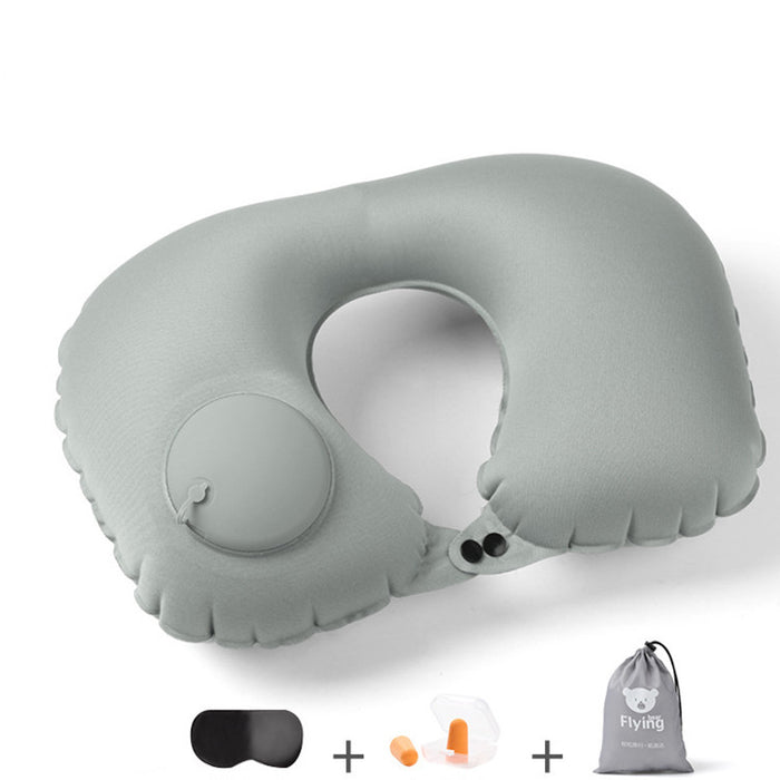 Almohada inflable portátil de TPU en forma de U para viajes