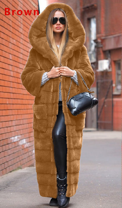 Fashionable Thickened Long Plush Women's Coat