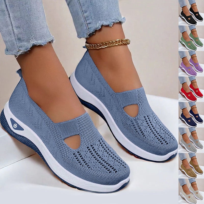 Chaussures plates en maille tendance, respirantes, antidérapantes, à semelle souple, décontractées pour femmes