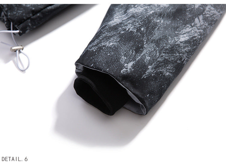 Veste en coton pour homme, imprimé montagne enneigée, grande poche, col montant