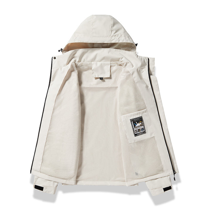 Chaqueta fina, transpirable, impermeable, resistente al viento, desmontable, para senderismo, acampada y montañismo, para primavera y otoño.