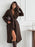 Manteau long en laine à revers et cravate à manches longues de couleur unie simple pour femmes, automne et hiver