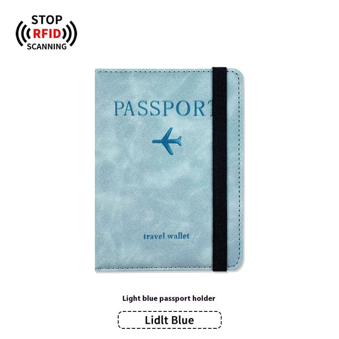 Ensemble porte-passeport en cuir PU anti-magnétique et étiquette à bagages
