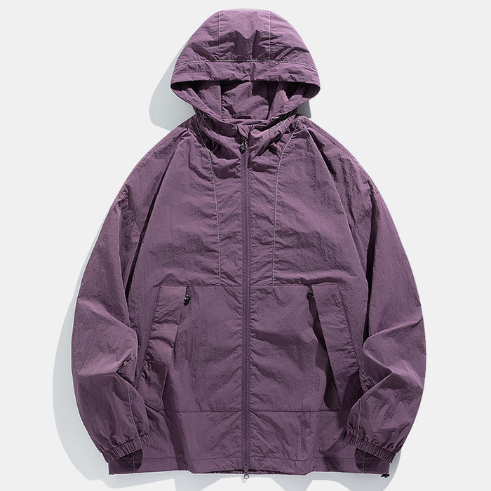 Chaqueta de trabajo con capucha suelta, resistente al viento, impermeable y fresca para exteriores