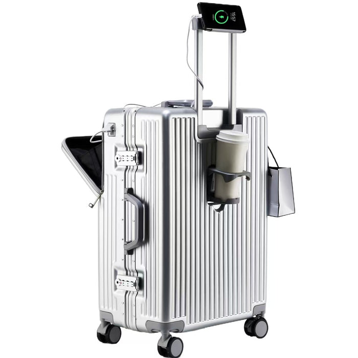 Suitcase Travel Luggage Trolley Front-Opening Large Capacity Aluminum Frame Carry-On Cabin Bag
