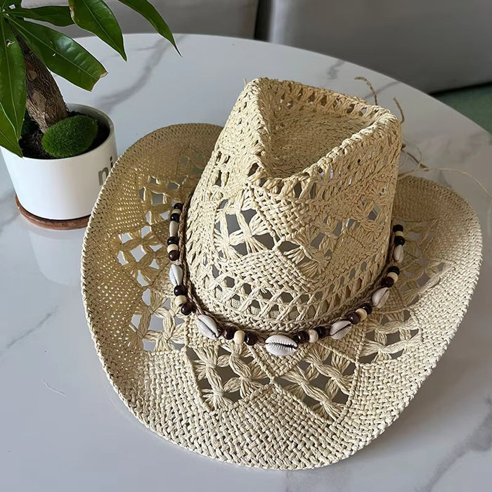 Bohemian Shell Straw Summer Beach Ethnic Style Hollow Sun Hat