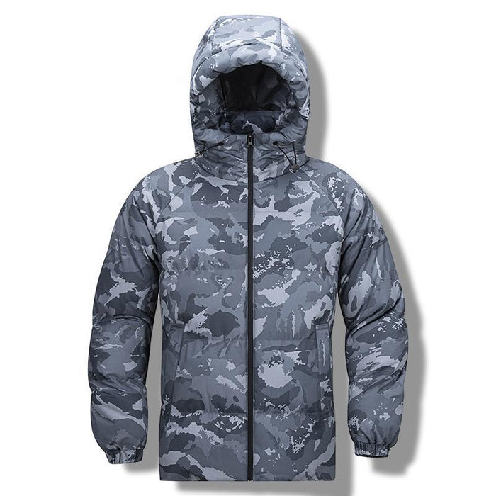 Chaqueta de camuflaje con capucha para hombre, impermeable, gruesa y cálida, acolchada de algodón.