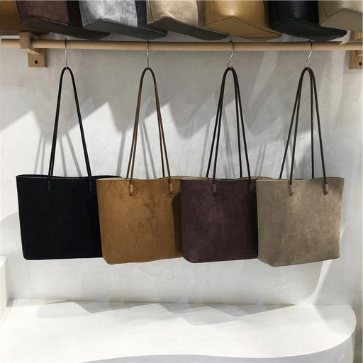 Sac cabas à main et à épaule simple en tissu rétro suédé