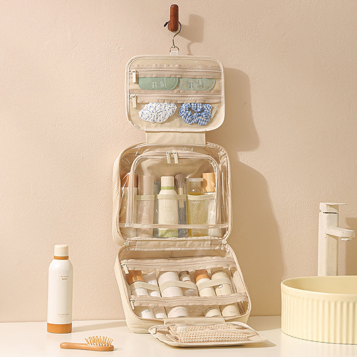 Large-Capacity Oxford Cloth Hanging Portable Toiletry And Makeup Bag For Easy Travel Combing