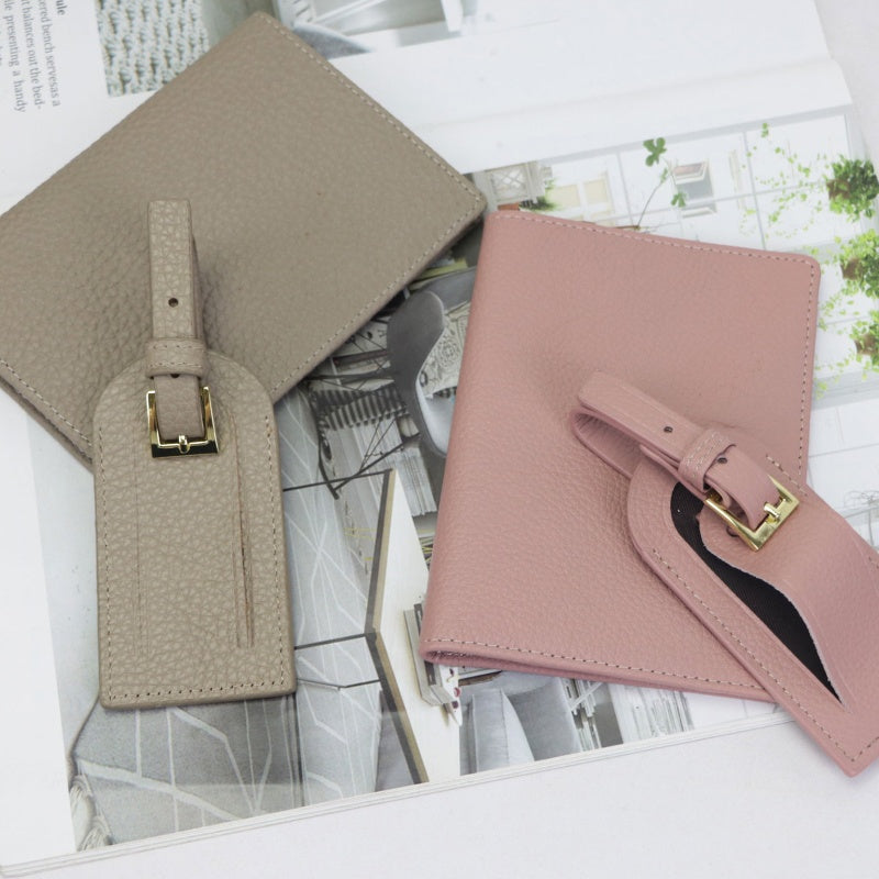 Porte-passeport simple et portable en cuir de vachette pleine fleur pour certificat de vaccination