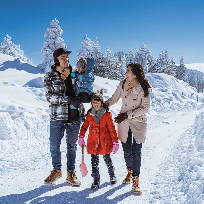 Écharpe chauffante USB unisexe à température réglable, 3 niveaux de chaleur, rechargeable par USB, idéale pour le vélo et le camping.
