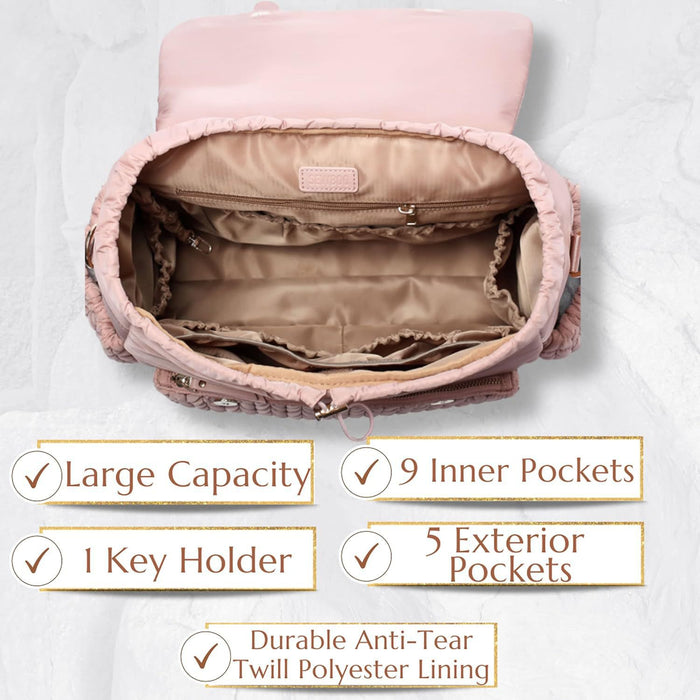 Large-Capacity Stylish Insulated Quilted Mommy Backpack For Outdoor Travel
