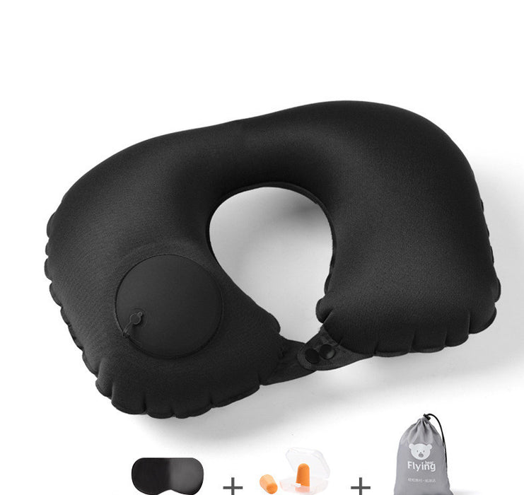 Almohada inflable portátil de TPU en forma de U para viajes