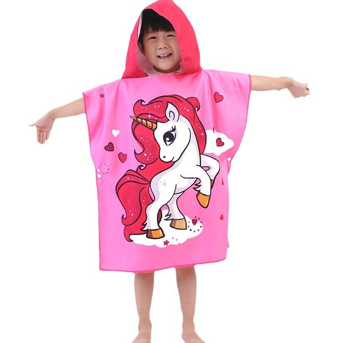 Cape en microfibre pour enfants, serviette de plage double face en velours à séchage rapide