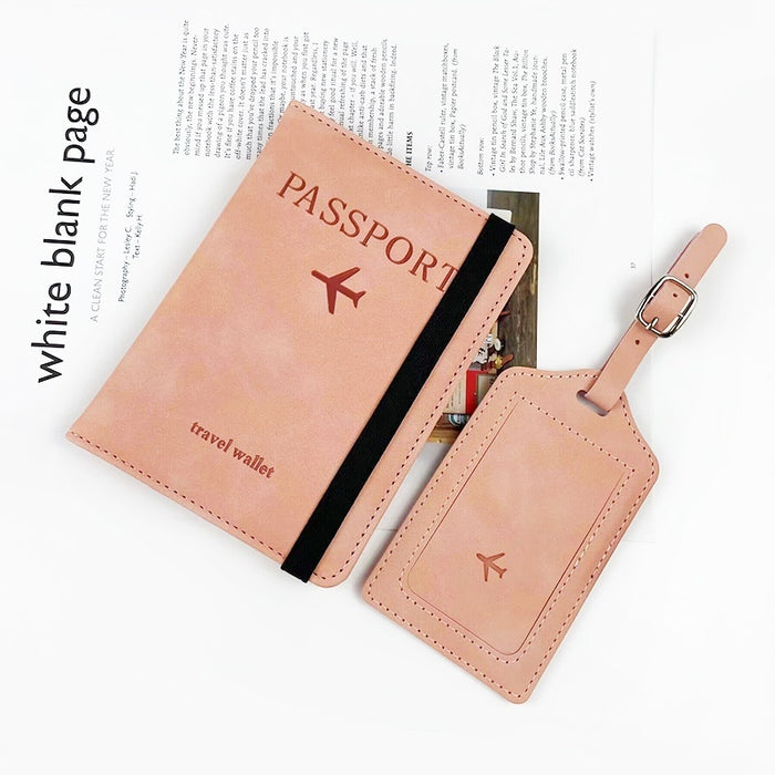 Ensemble porte-passeport en cuir PU anti-magnétique et étiquette à bagages