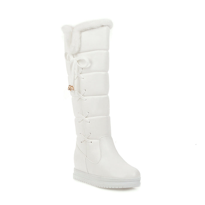Bottes de neige simples et décontractées pour femmes grandes tailles, montantes jusqu'aux genoux