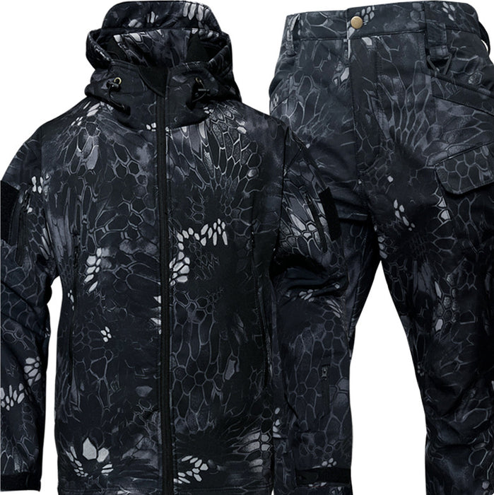 Combinaison veste softshell effet peau de requin pour homme, vêtements d'alpinisme