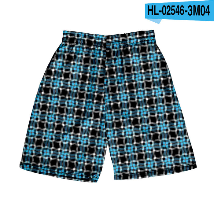 Men's Plaid Shorts Casual Beach Pants