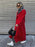 Extra-long Dark Red Wool Coat Womens Outerwear