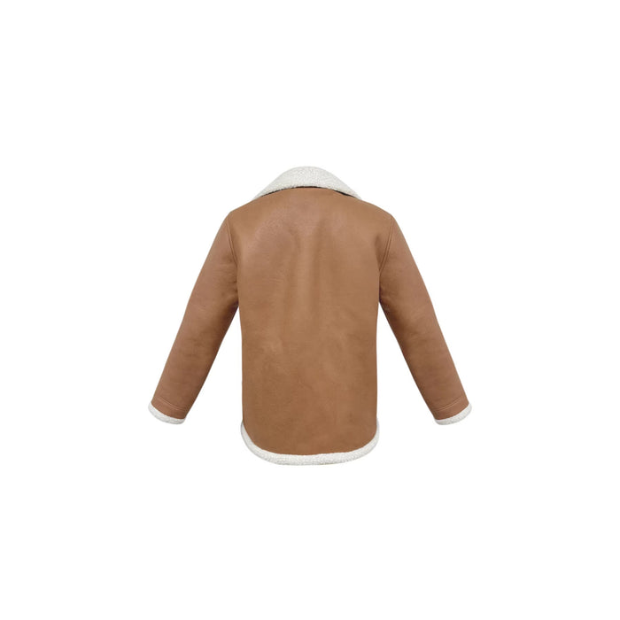 Manteau en fourrure pour femme, style rétro, avec poches, revers et boutons, collection automne et hiver