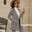Long Sweater Contrast Houndstooth Knit Cardigan Trench Coat