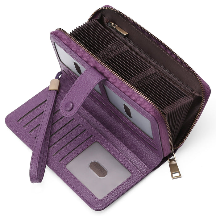 Portefeuille long extensible pour femme avec porte-cartes et sac passeport
