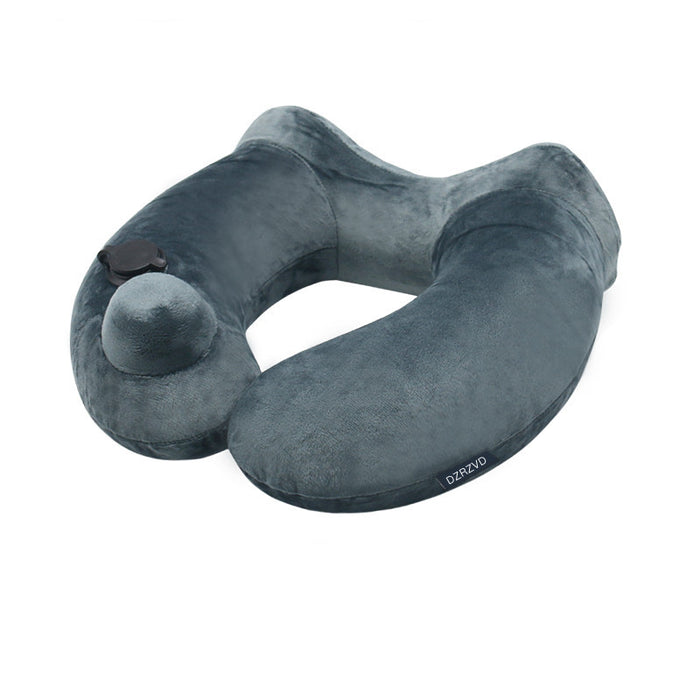 Almohada inflable portátil con capucha en forma de U para viajes para hombres y mujeres