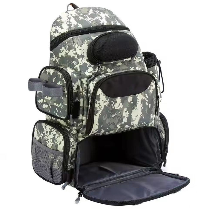 Sac à dos de pêche avec boîte, grande capacité de rangement et imperméable.