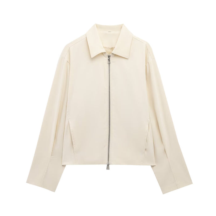Veste de baseball zippée à manches longues et col à revers de style européen et américain