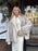 Mid Length Womens Faux Fox Fur Coat With A Blazer Style Collar