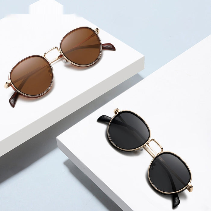 Lunettes de soleil rétro à monture ronde, verres réfléchissants