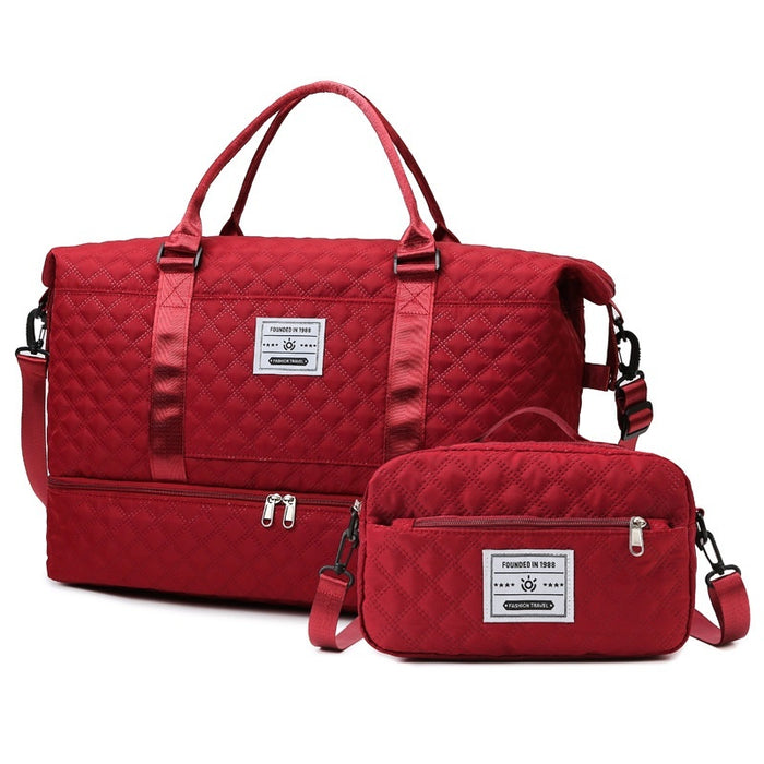 Sac de Voyage Fourre-tout Matelassé Brodé Grande Capacité avec Poignée