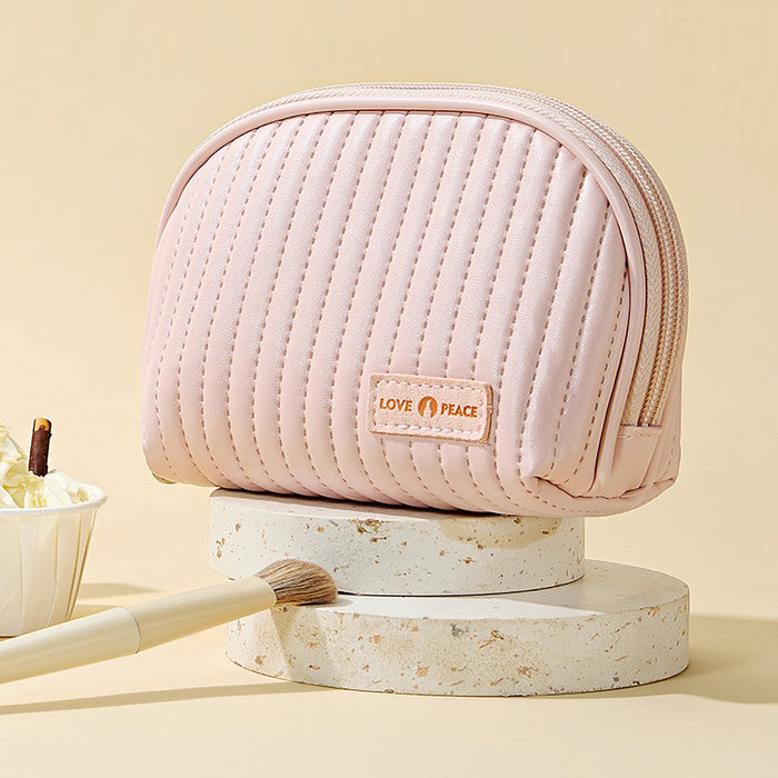 Trousse de toilette ronde, trousse de toilette de voyage mignonne pour femme, sac de toilette imperméable en cuir PU, grande capacité, toucher agréable, trousse de toilette portable