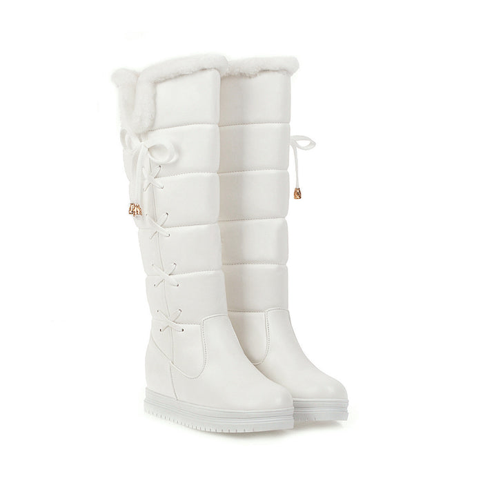 Bottes de neige simples et décontractées pour femmes grandes tailles, montantes jusqu'aux genoux