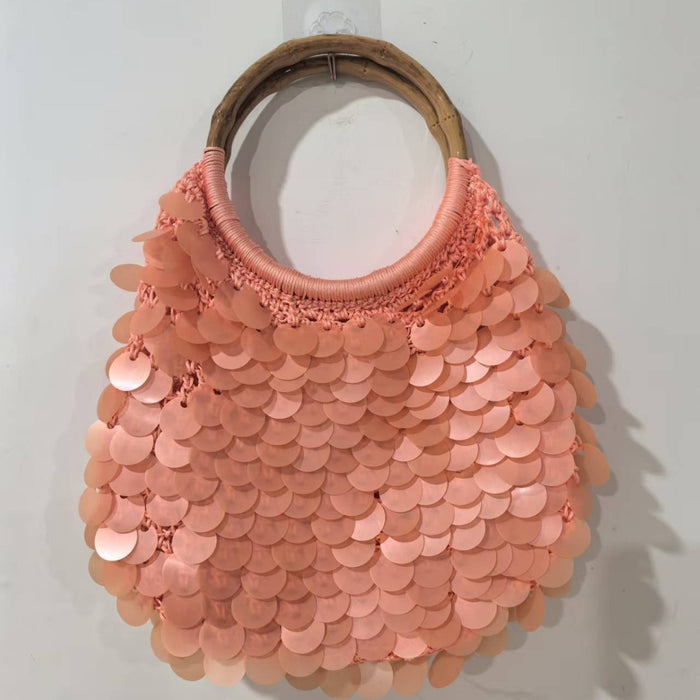 New High-End Handmade Natural Sequin Handbag For Women