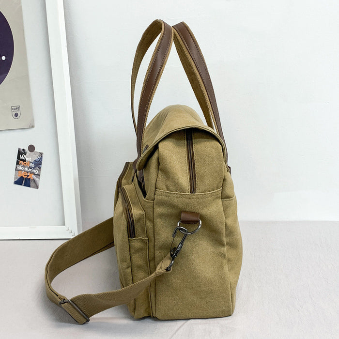 Bolso bandolera de lona para hombre, de gran capacidad y con múltiples compartimentos para viajes al aire libre