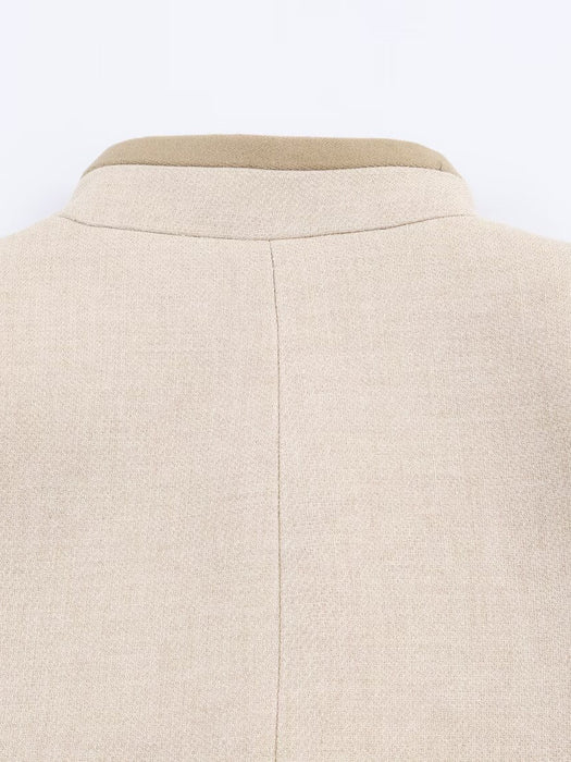 Design Padded Shoulder Rope Knot Button Jacket Coat