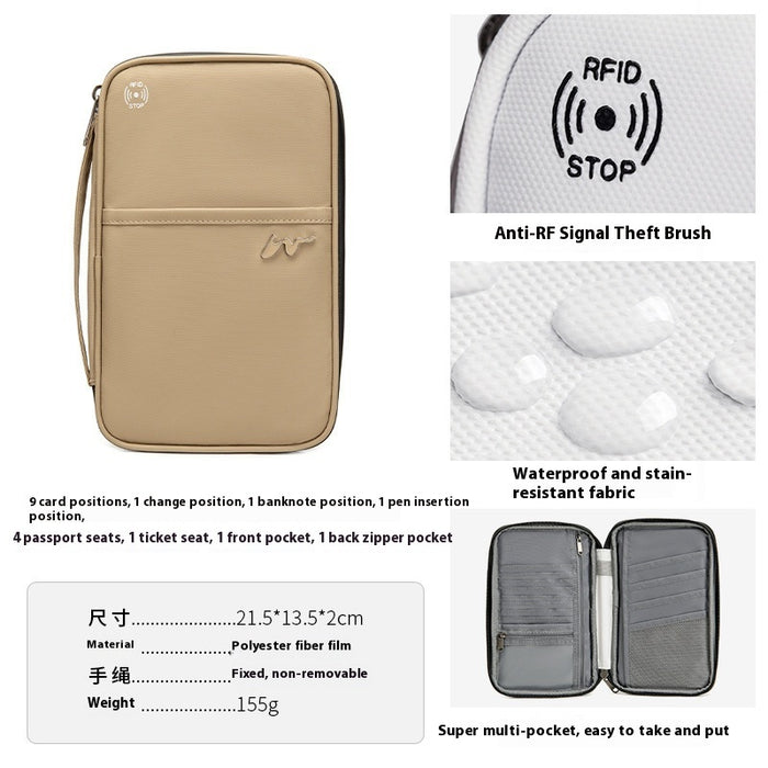 Travel Storage Travel Portable RFID Anti-theft Swiping Passport Case Document Package