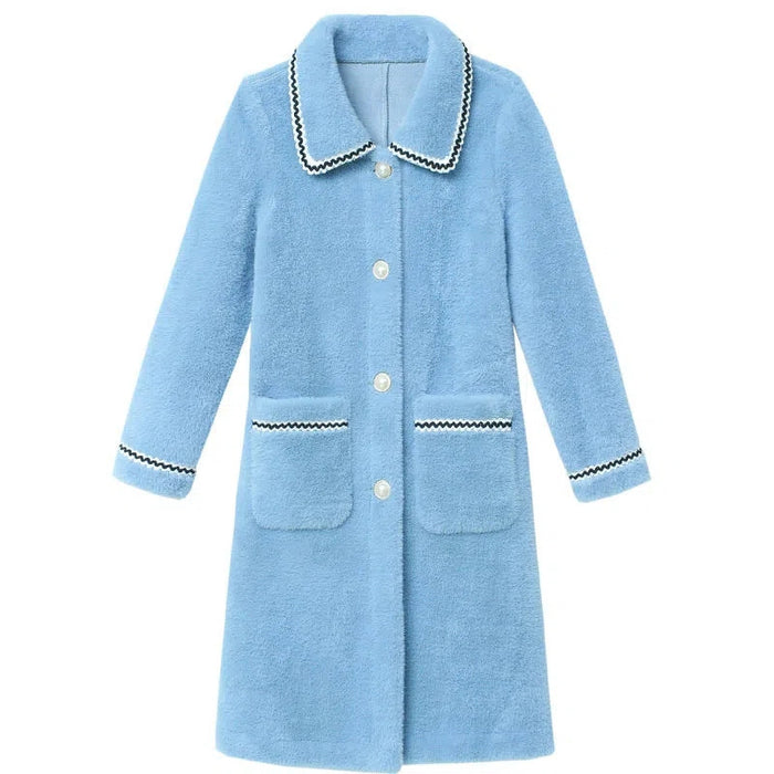 Women's Mid-length Faux Mink Fleece Coat