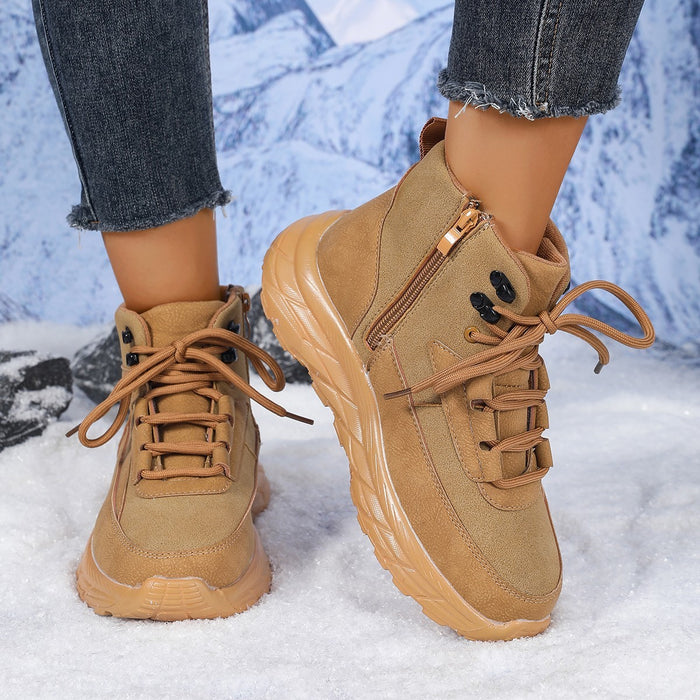 Zapatos de senderismo acolchados, cálidos y con suela gruesa y forro polar, con acolchado de algodón