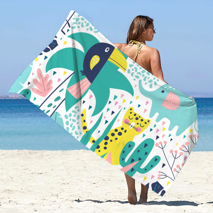 Châle de plage d'été en microfibre imprimée à séchage rapide, protection solaire, serviette de bain double face en velours