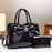 Fashionable Crocodile-Print Bow Bucket Bag Patent Leather Glossy Crossbody Bag