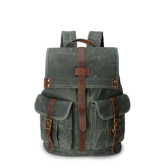 Sac à dos de voyage vintage en toile cirée huilée pour homme