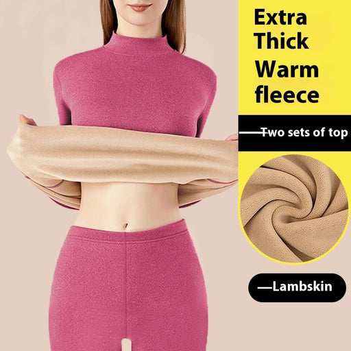 Combinaison thermique Dralon en laine d'agneau épaisse à col montant pour femme