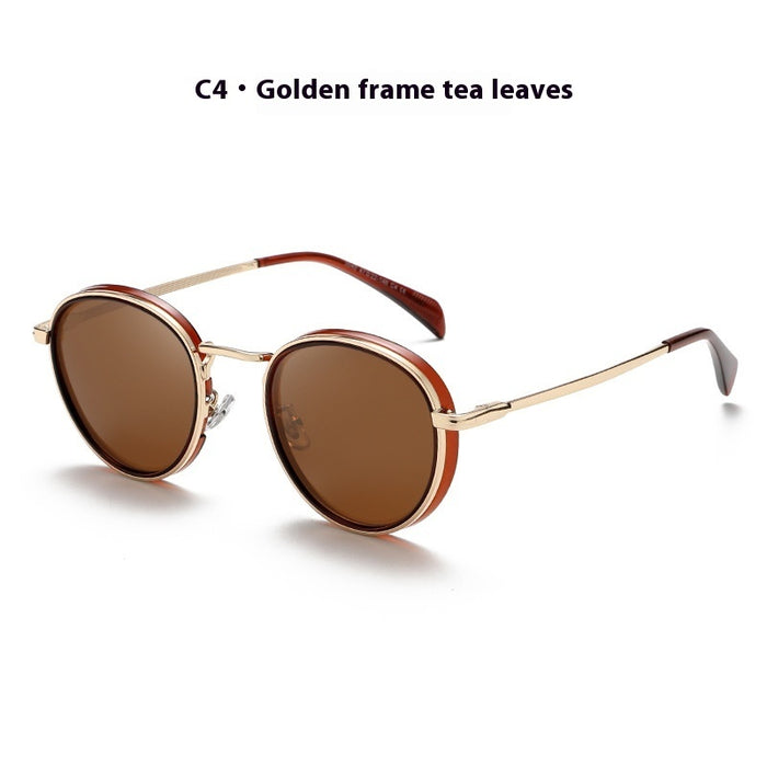 Lunettes de soleil rétro à monture ronde, verres réfléchissants