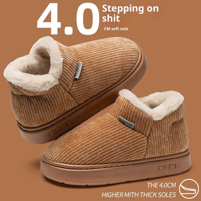 Ankle Wrap Cotton Slippers Women's Indoor Plush Thermal Non-slip Cotton-padded Shoes