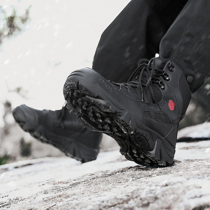 Botas de invierno para hombre, para acampar, combate, militares, con forro polar, cálidas, para nieve, escalada, calzado de entrenamiento