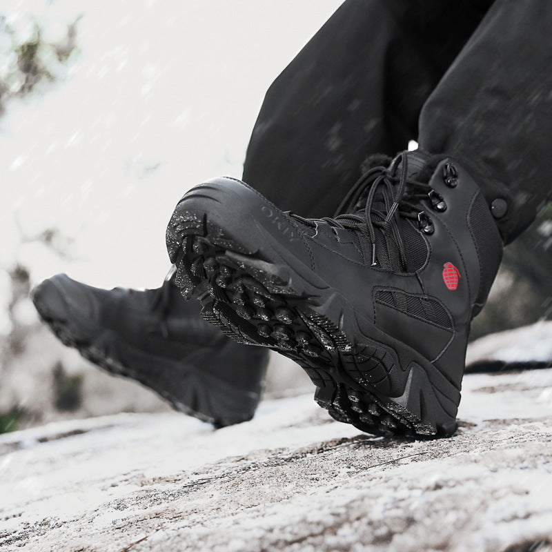 Botas de invierno para hombre, para acampar, combate, militares, con forro polar, cálidas, para nieve, escalada, calzado de entrenamiento