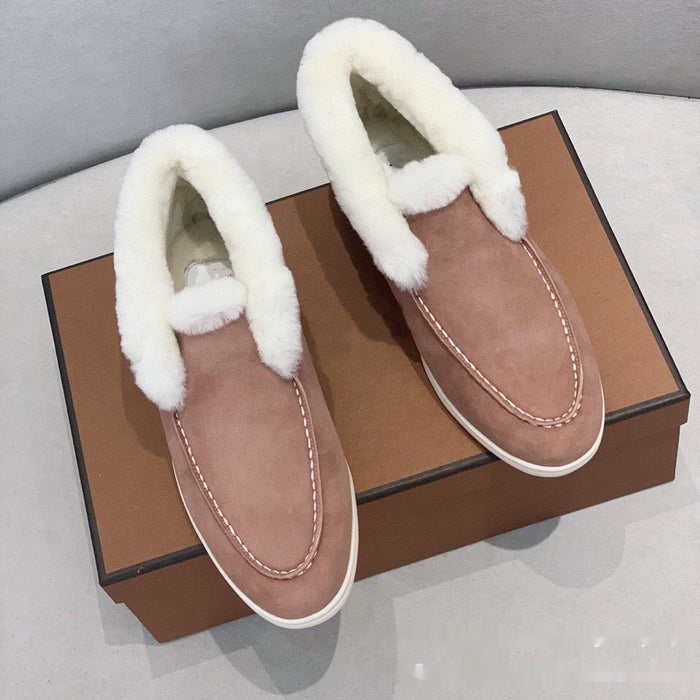 Bottes courtes en laine et cuir, doublées polaire et rembourrées pour garder la chaleur